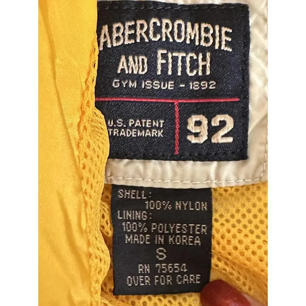 Vintage Abercrombie & Fitch yellow 1/4 zip anorak windbreaker jacket Size Small